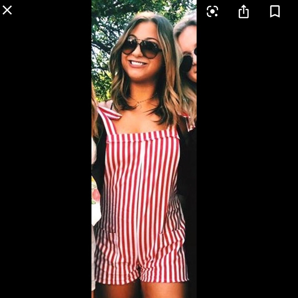 Red striped princess polly overall